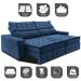 Sofá Retrátil e Reclinável 2,55m Cama inBox Big Puffer com SoftGel D40 Velupluma Azul