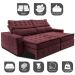Sofá Retrátil e Reclinável 2,55m Cama inBox Big Puffer com SoftGel D40 Velupluma Vinho