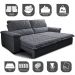 Sofá Retrátil e Reclinável 2,55m Molas Ensacadas Cama inBox Big Home com Bordado 3D Linho Cinza Escuro