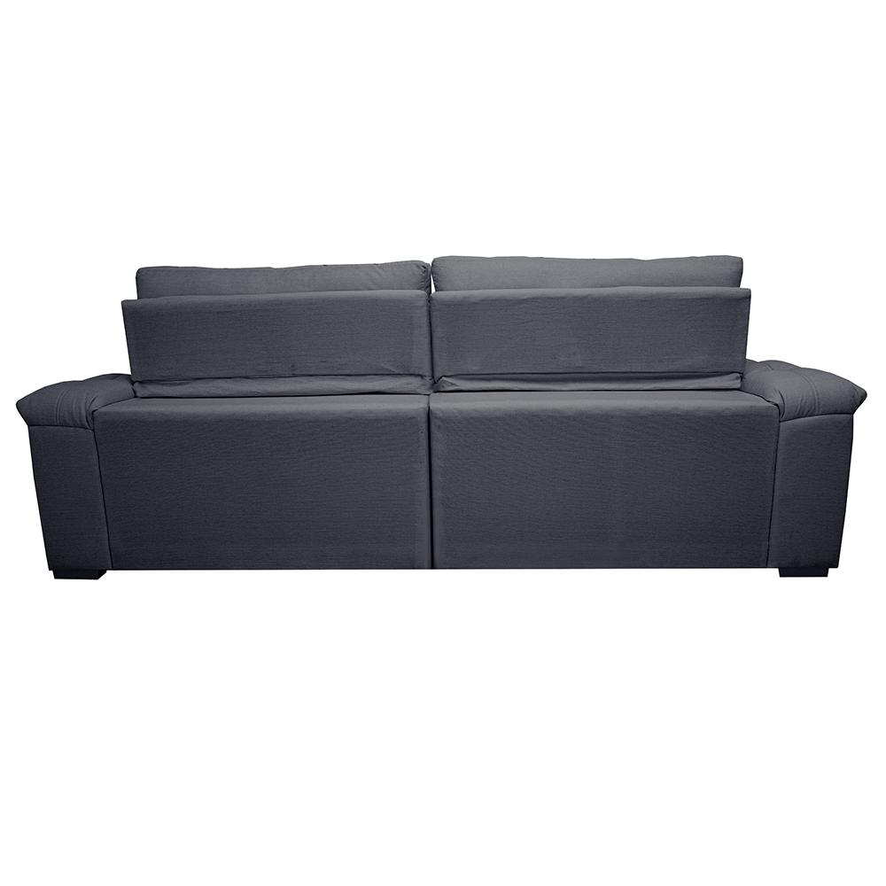 Sofá Retrátil e Reclinável 2,55m Molas Ensacadas Cama inBox Big Home com Bordado 3D Linho Cinza Escuro
