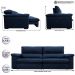 Sofá Retrátil e Reclinável 2,55m Molas Ensacadas Cama inBox Big Home com Bordado 3D Velusoft Azul