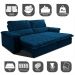 Sofá Retrátil e Reclinável 2,55m Molas Ensacadas Cama inBox Big Home com Bordado 3D Velusoft Azul