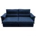 Sofá Retrátil e Reclinável 2,55m Molas Ensacadas Cama inBox Big Home com Bordado 3D Velusoft Azul