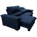 Sofá Retrátil e Reclinável 2,55m Molas Ensacadas Cama inBox Big Home com Bordado 3D Velusoft Azul