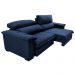 Sofá Retrátil e Reclinável 2,55m Molas Ensacadas Cama inBox Big Home com Bordado 3D Velusoft Azul