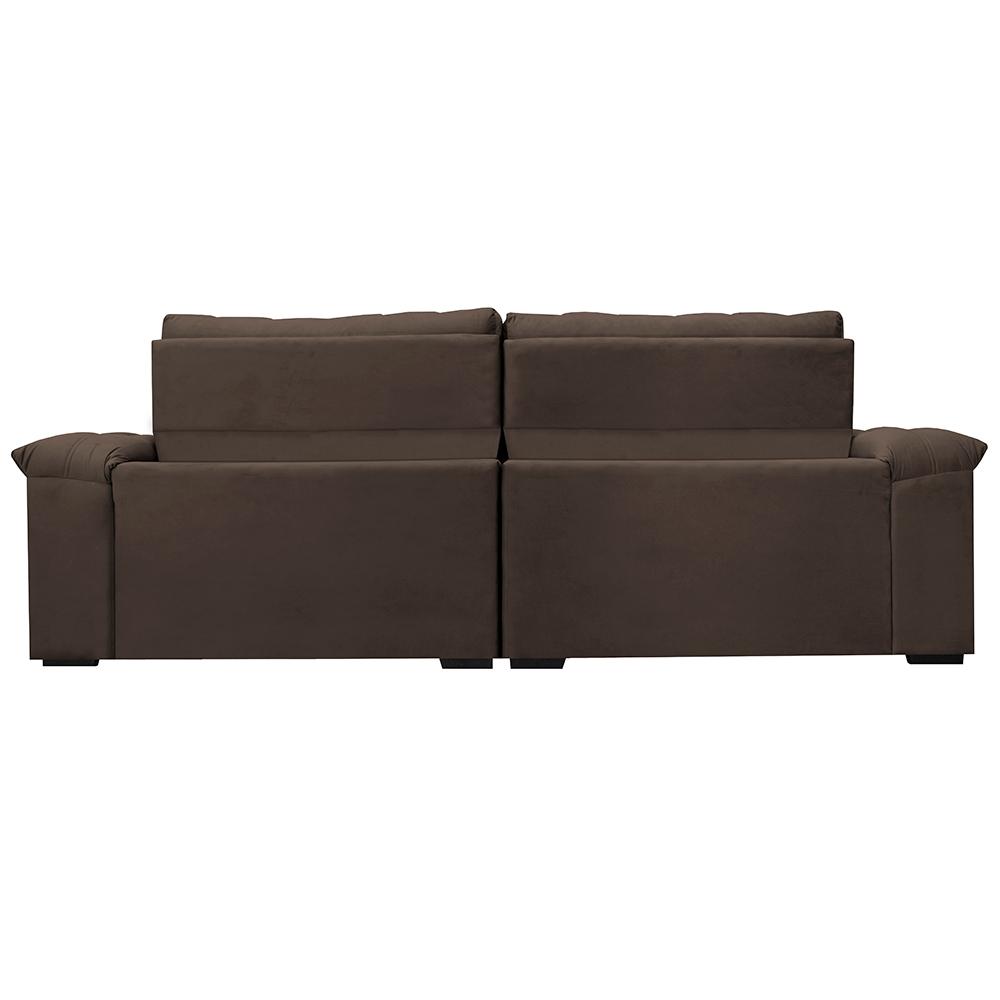Sofá Retrátil e Reclinável 2,55m Molas Ensacadas Cama inBox Big Home com Bordado 3D Velusoft Café