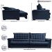 Sofá Retrátil e Reclinável 2,55m Molas Ensacadas Cama inBox Big Space com Bordado 3D Velusoft Azul