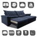 Sofá Retrátil e Reclinável 2,55m Molas Ensacadas Cama inBox Big Space com Bordado 3D Velusoft Azul