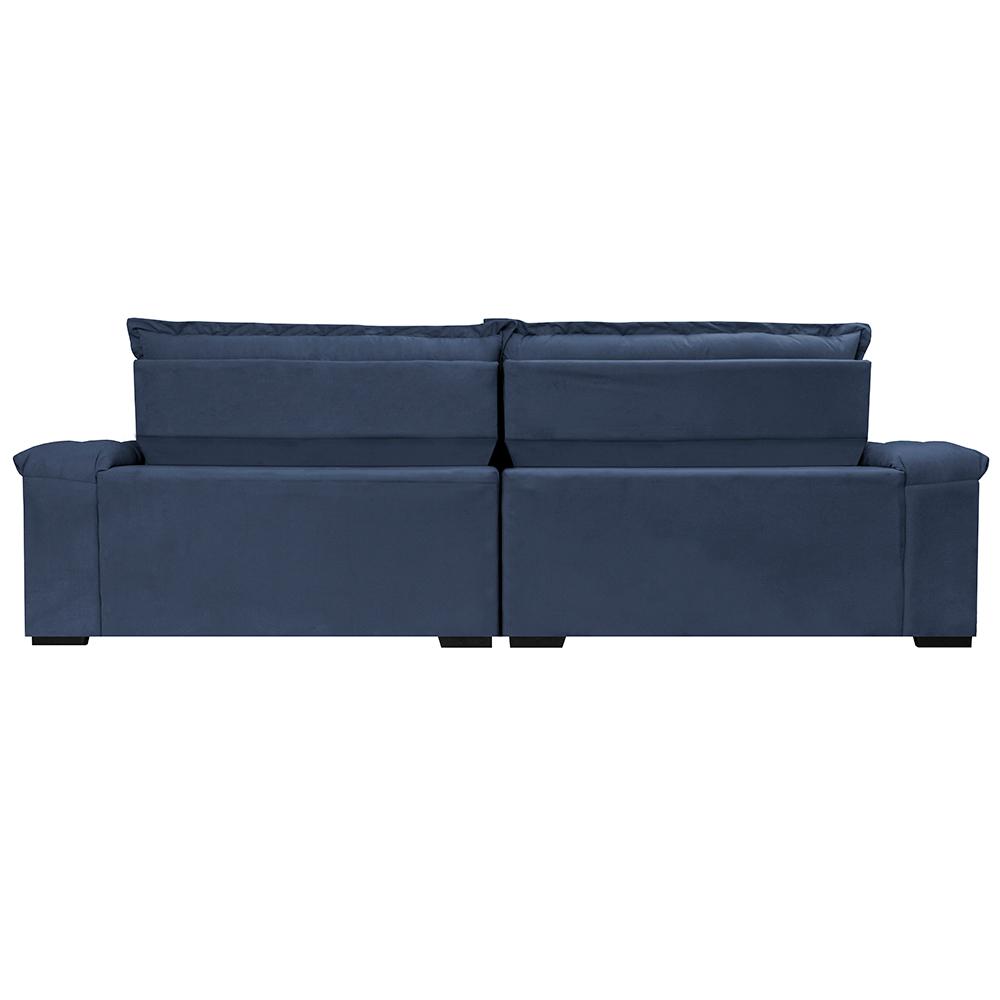 Sofá Retrátil e Reclinável 2,55m Molas Ensacadas Cama inBox Big Space com Bordado 3D Velusoft Azul