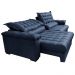 Sofá Retrátil e Reclinável 2,55m Molas Ensacadas Cama inBox Big Space com Bordado 3D Velusoft Azul