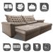 Sofá Retrátil e Reclinável 2,55m Molas Ensacadas Cama inBox Big Space com Bordado 3D Velusoft Bege
