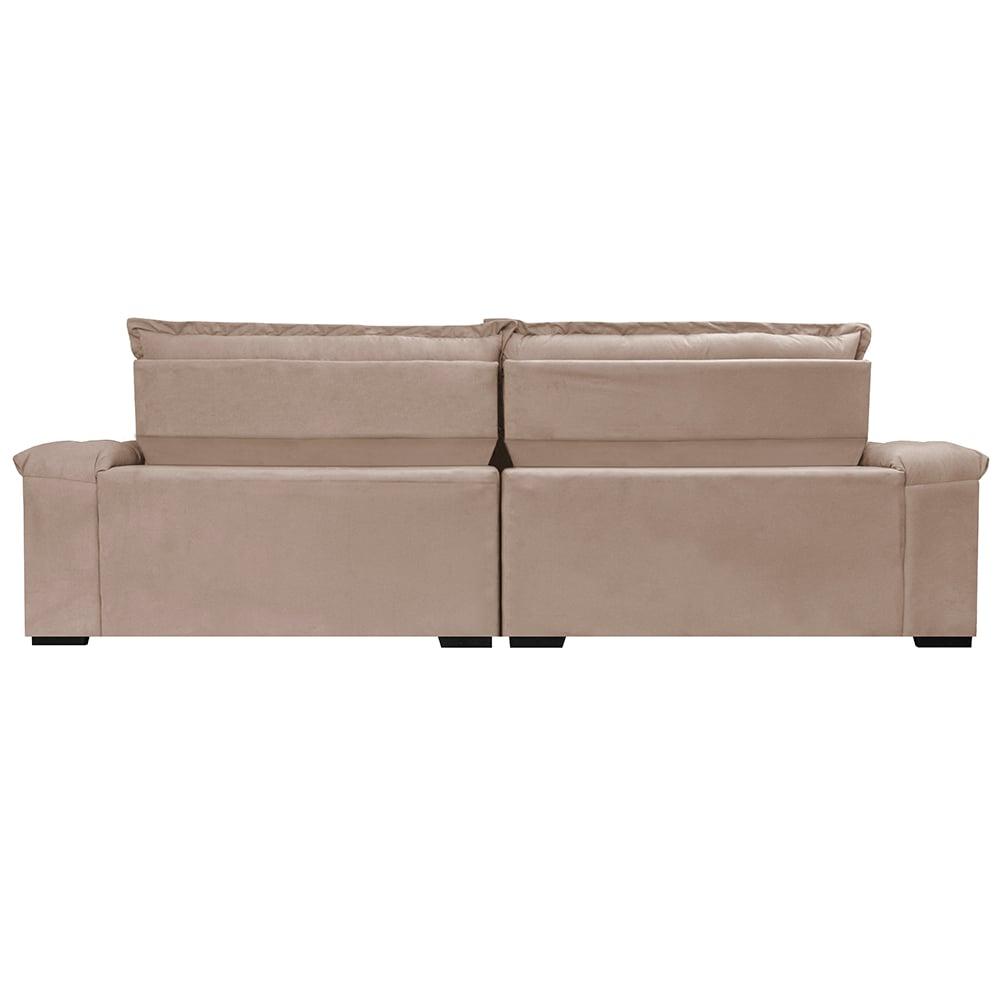 Sofá Retrátil e Reclinável 2,55m Molas Ensacadas Cama inBox Big Space com Bordado 3D Velusoft Bege