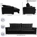 Sofá Retrátil e Reclinável 2,55m Molas Ensacadas Cama inBox Big Space com Bordado 3D Velusoft Preto