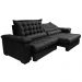 Sofá Retrátil e Reclinável 2,55m Molas Ensacadas Cama inBox Big Space com Bordado 3D Velusoft Preto