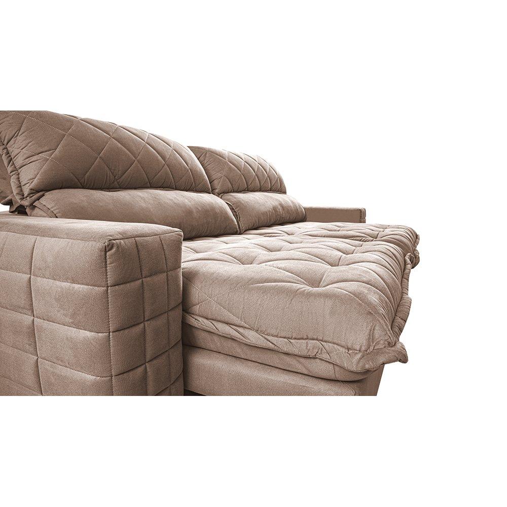 Sofá Retrátil e Reclinável 2,55m Molas Ensacadas Cama inBox Elegance com ThermoGel Velusoft Bege