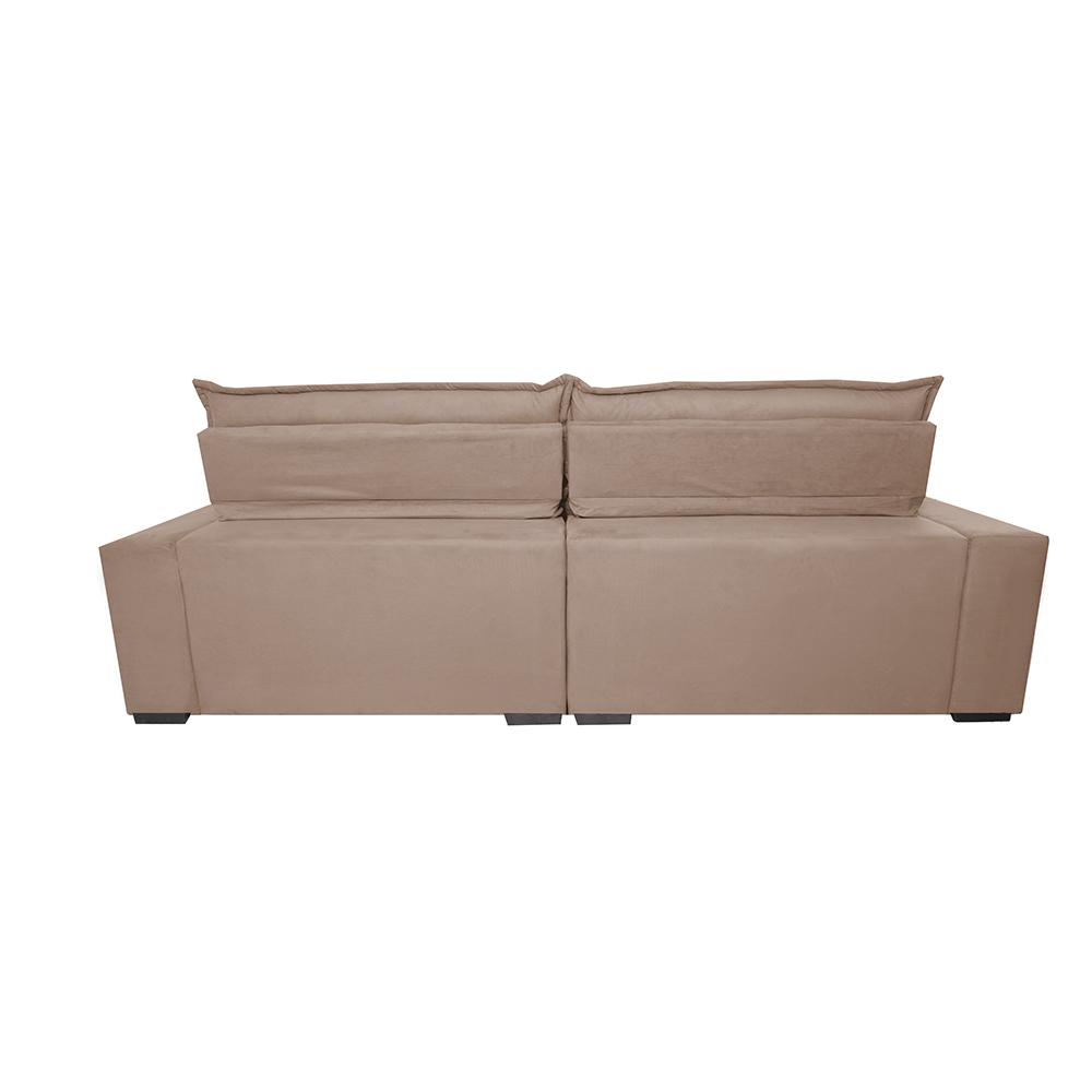 Sofá Retrátil e Reclinável 2,55m Molas Ensacadas Cama inBox Spazus com Bordado 3D Velusoft Bege