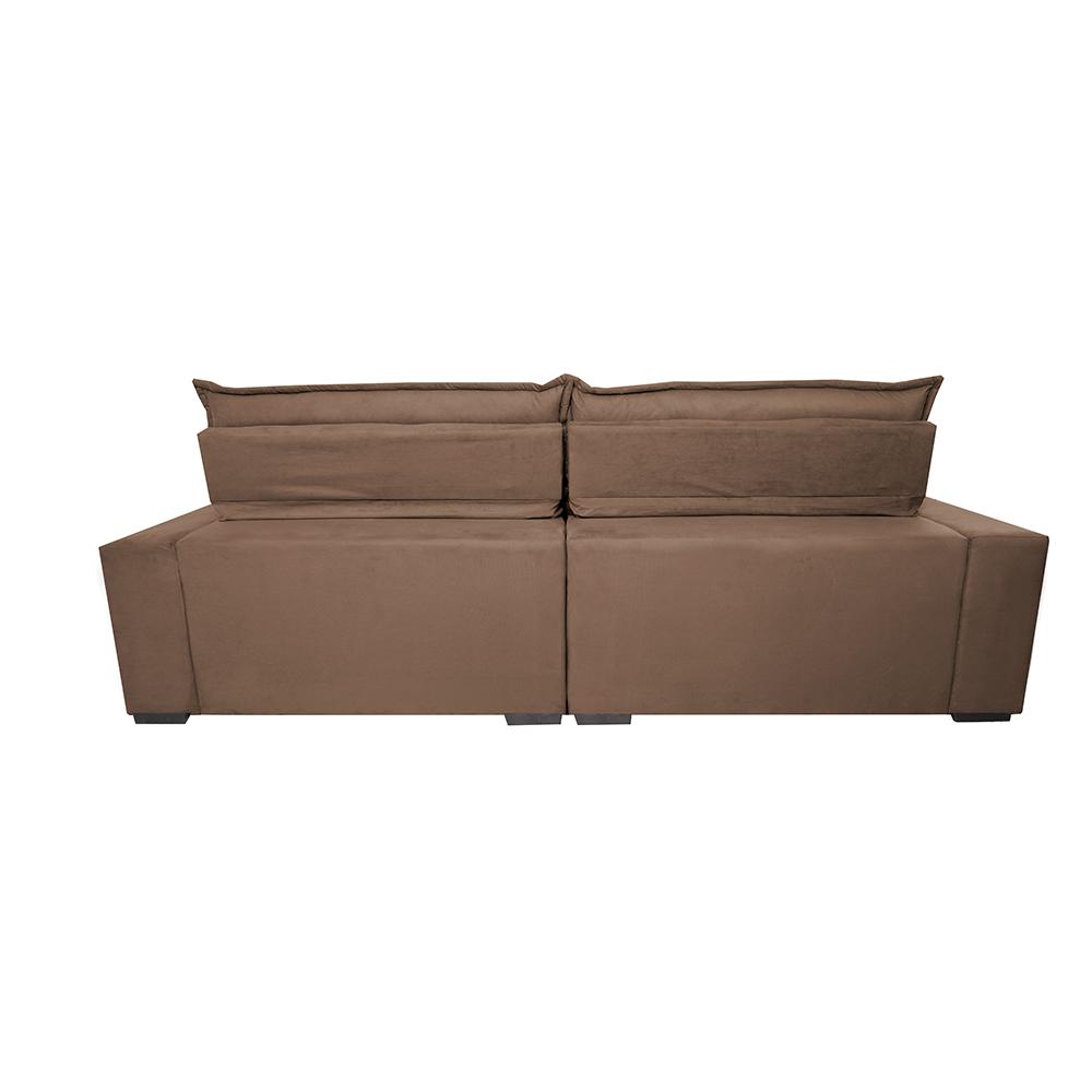 Sofá Retrátil e Reclinável 2,55m Molas Ensacadas Cama inBox Spazus com Bordado 3D Velusoft Castor