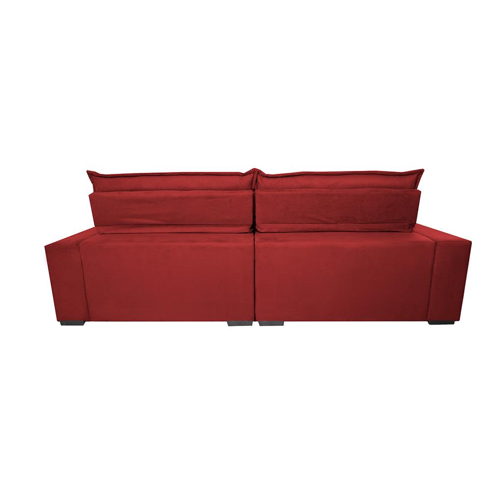 Sofá Retrátil e Reclinável 2,55m Molas Ensacadas Cama inBox Spazus com Bordado 3D Velusoft Vermelho