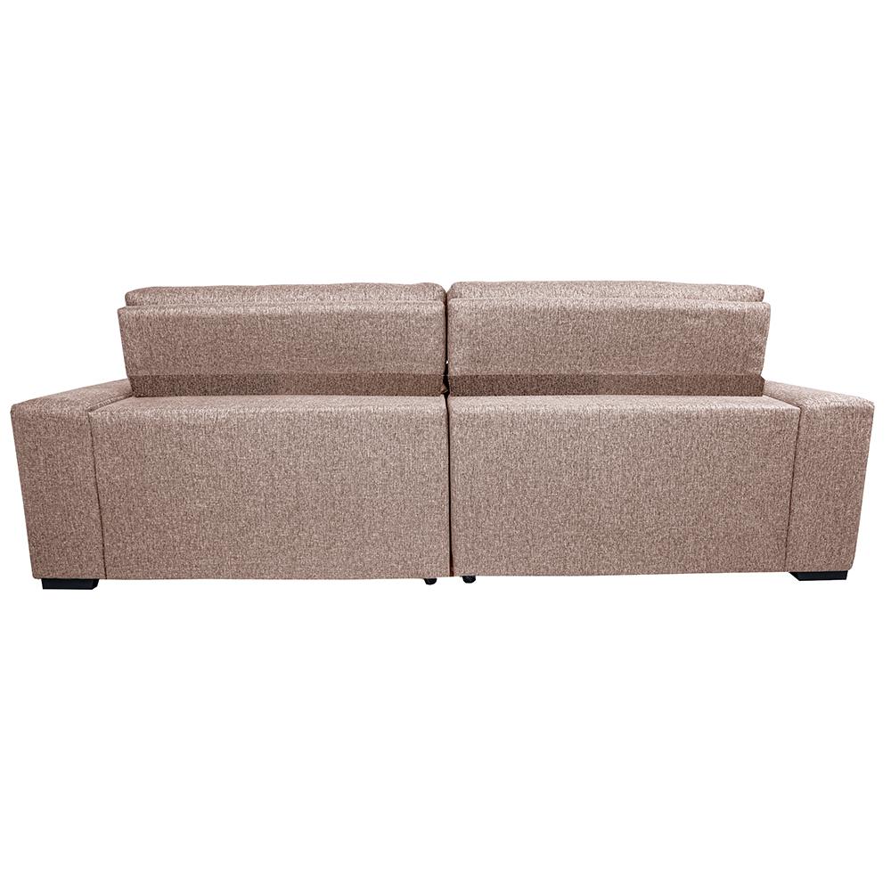 Sofá Retrátil e Reclinável 2,55m Molas Ensacadas Cama inBox Style Thermo Gel Linho Bege Escuro