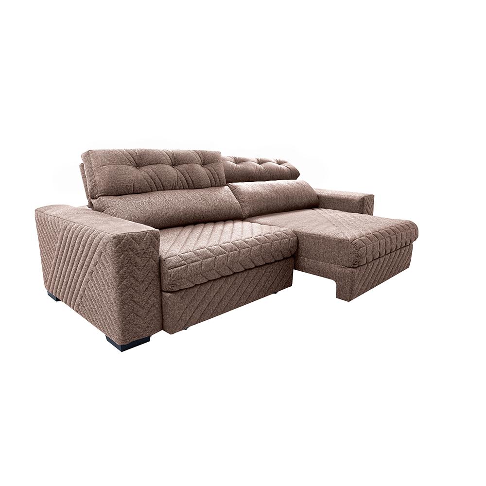 Sofá Retrátil e Reclinável 2,55m Molas Ensacadas Cama inBox Style Thermo Gel Linho Bege Escuro