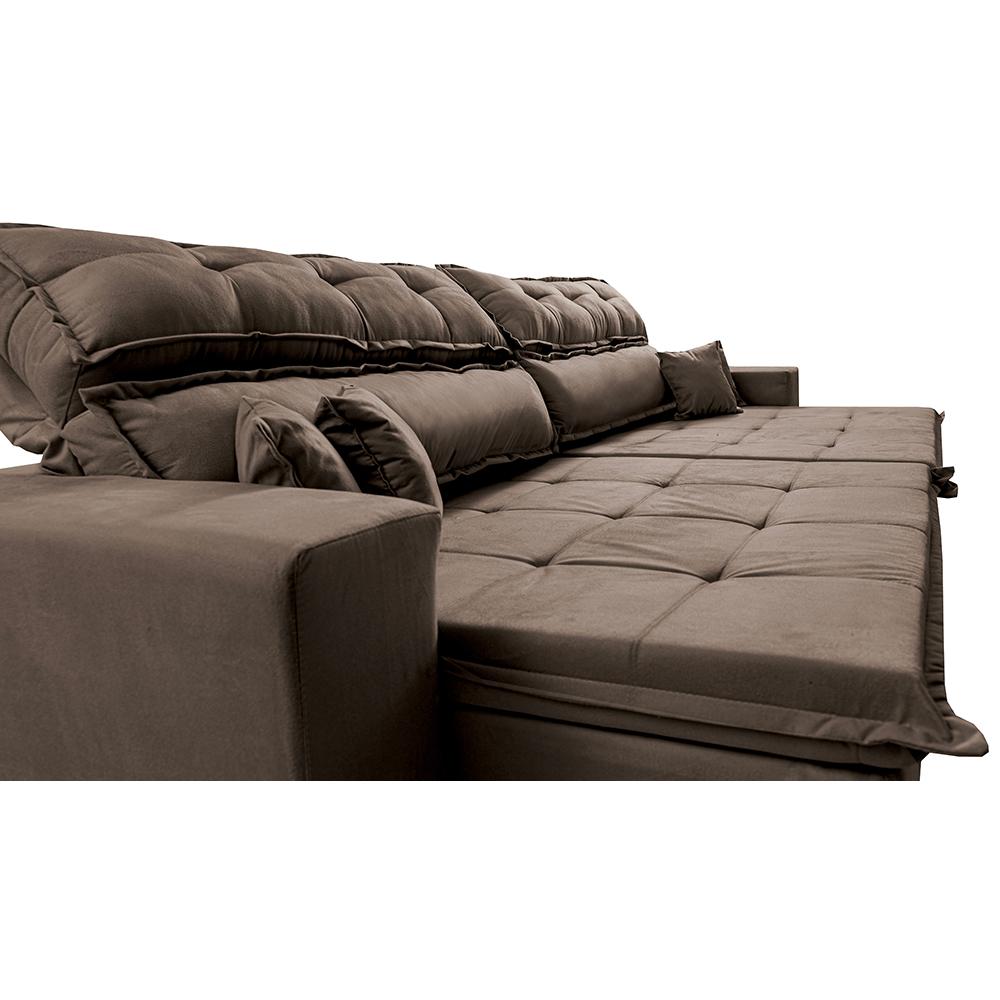 Sofá Retrátil e Reclinável 2,72m Luxos Cama inBox Velusoft Café