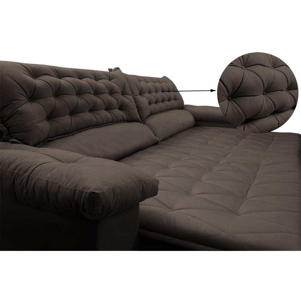 Sofá Retrátil e Reclinável 2,72m Molas Ensacadas Cama inBox Alemanha com Espuma Viscoelástico Velusoft Café