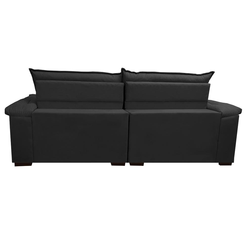 Sofá Retrátil e Reclinável 2,72m Molas Ensacadas Cama inBox Alemanha com Espuma Viscoelástico Velusoft Preto