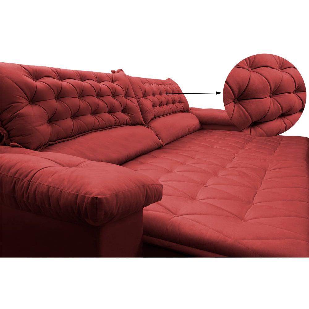 Sofá Retrátil e Reclinável 2,72m Molas Ensacadas Cama inBox Alemanha com Espuma Viscoelástico Velusoft Vermelho