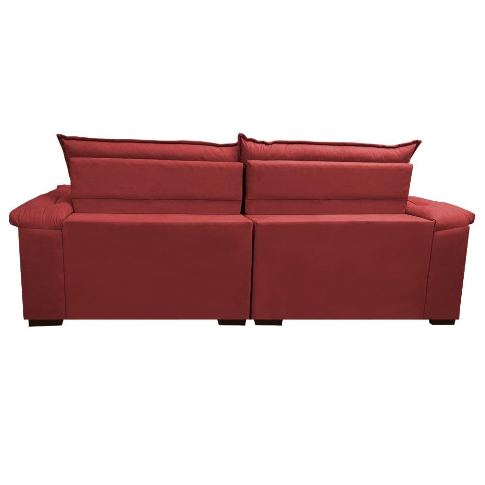 Sofá Retrátil e Reclinável 2,72m Molas Ensacadas Cama inBox Alemanha com Espuma Viscoelástico Velusoft Vermelho