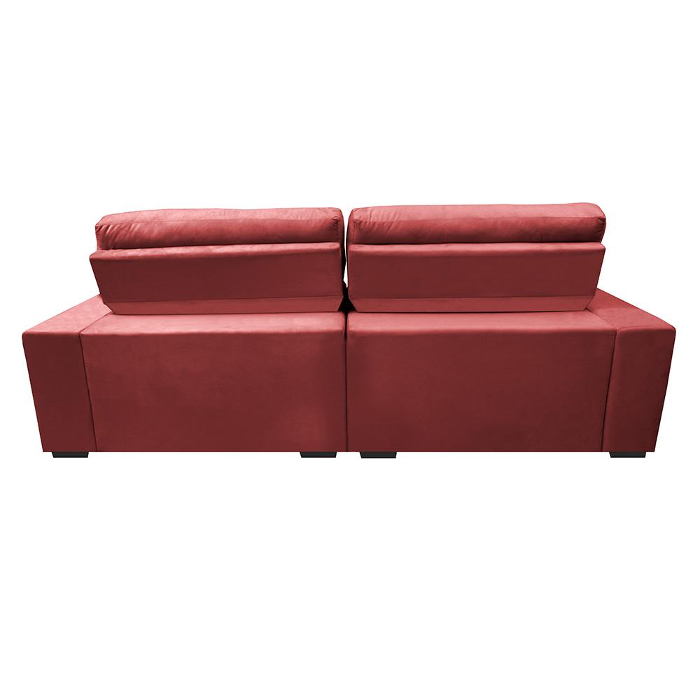 Sofá Retrátil e Reclinável 2,72m Molas Ensacadas Cama inBox Brasil Velusoft Vermelho