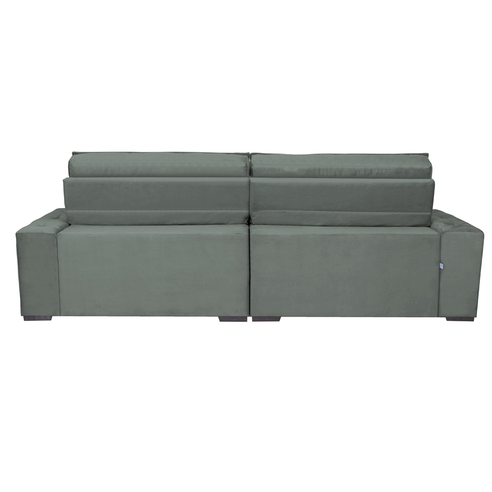 Sofá Retrátil e Reclinável 2,72m com Molas Cama inBox Estilo Suede Velusoft Cinza