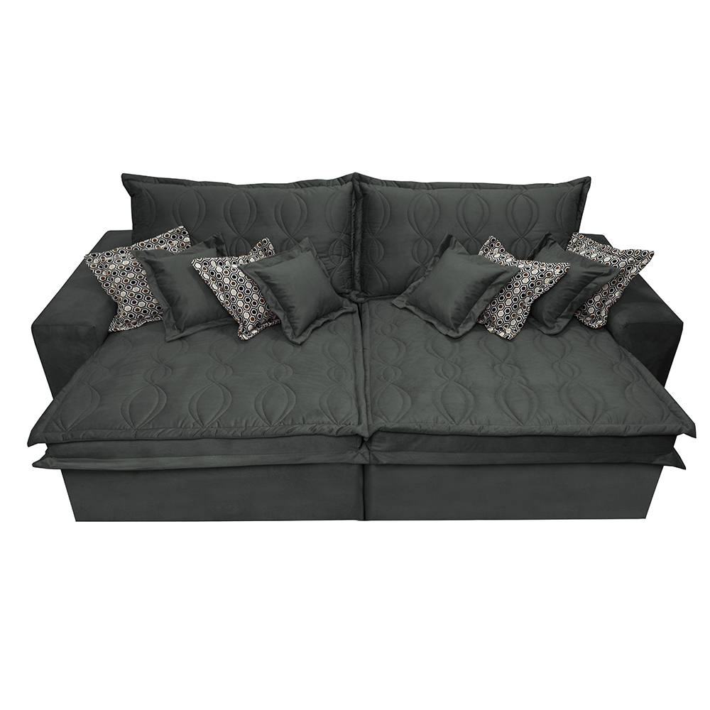 Sofá Retrátil e Reclinável 2,72m com Molas Ensacadas Cama Inbox Supreme Tecido Suede Velusoft Cinza