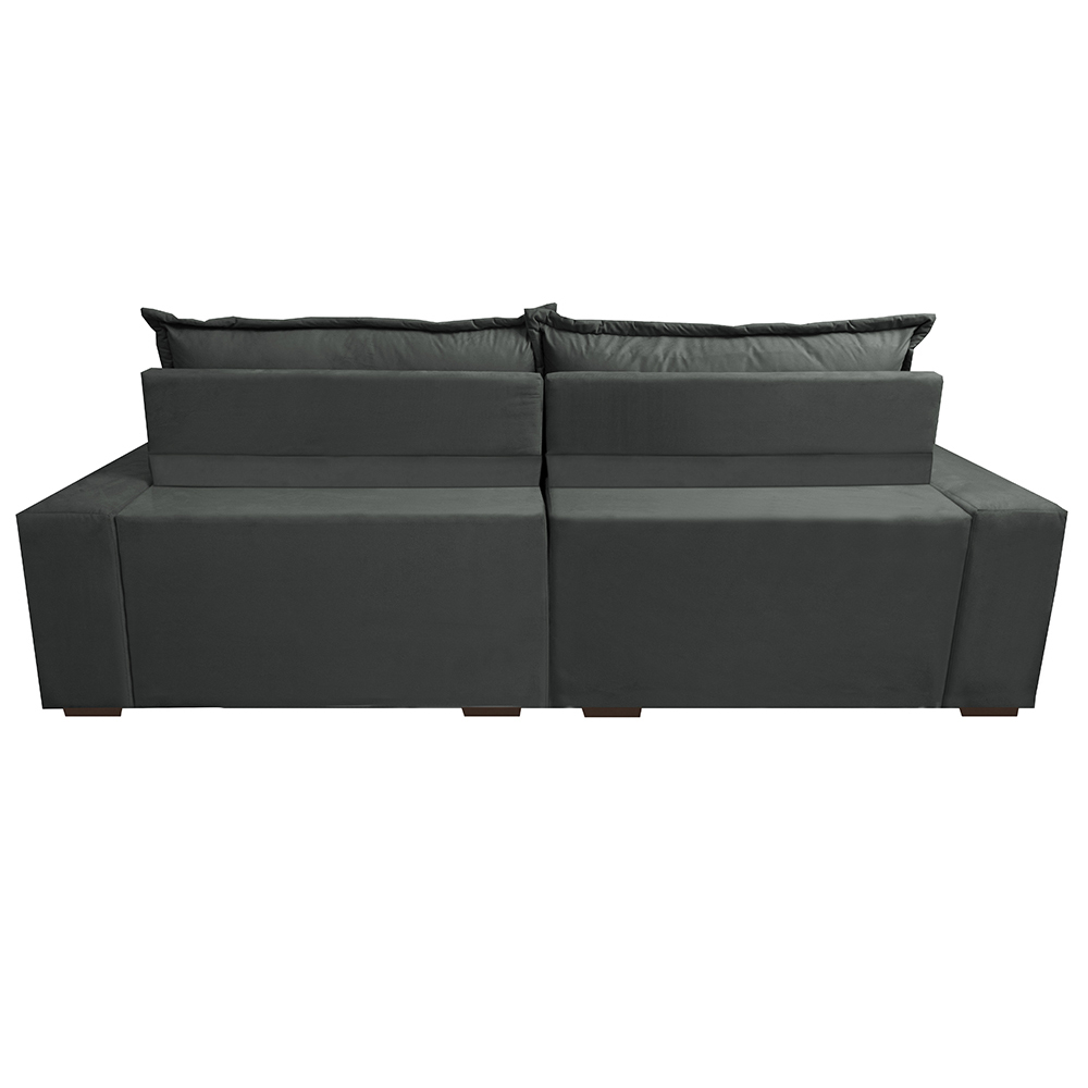 Sofá Retrátil e Reclinável 2,72m com Molas Ensacadas Cama Inbox Supreme Tecido Suede Velusoft Cinza