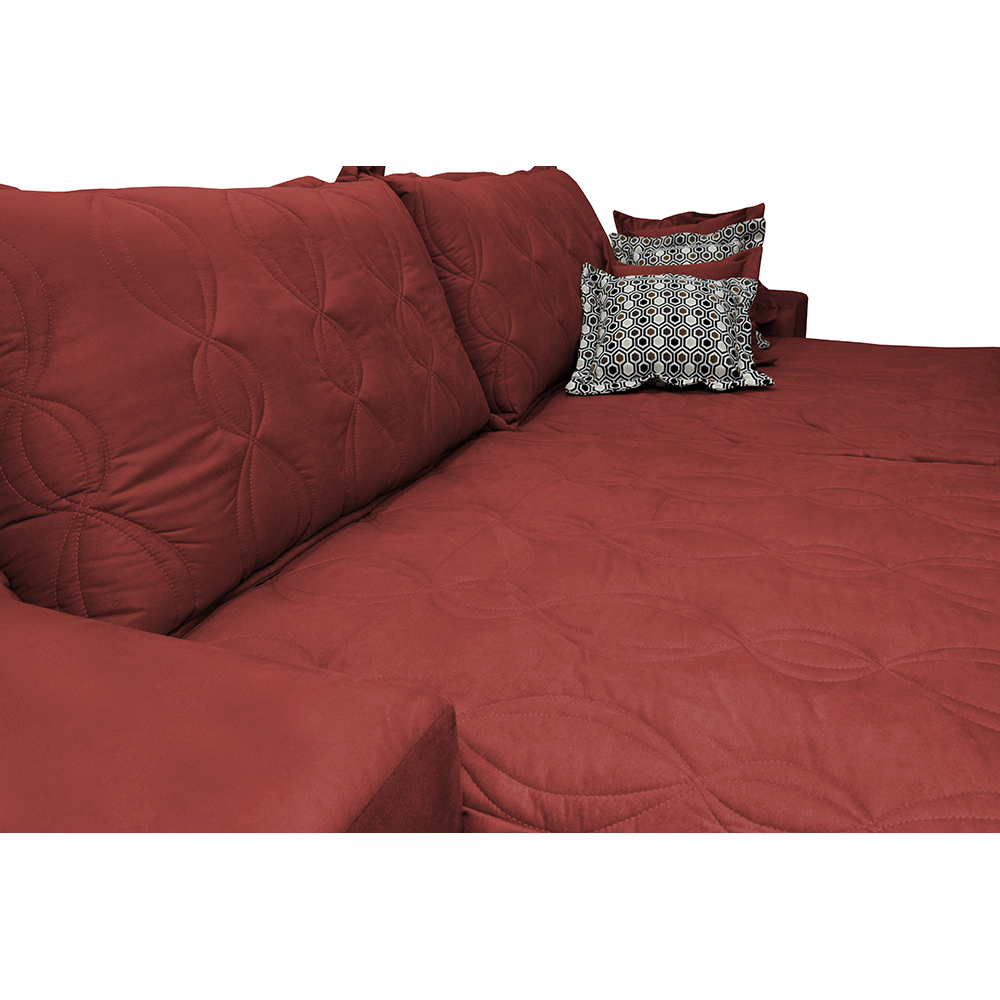 Sofá Retrátil e Reclinável 2,72m com Molas Ensacadas Cama Inbox Supreme Tecido Suede Velusoft Vermelho