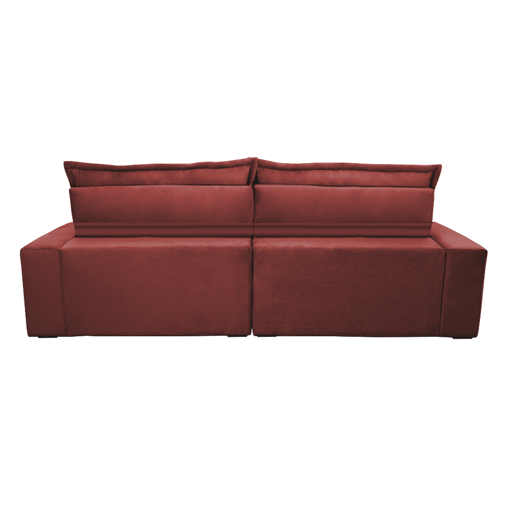 Sofá Retrátil e Reclinável 2,72m com Molas Ensacadas Cama inBox Soft Tecido Suede Vermelho