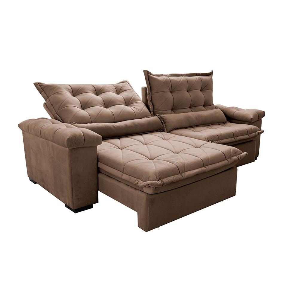 Sofá Retrátil e Reclinável 2,75m Cama inBox Big Fresh com SoftGel D40 Velupluma Castor