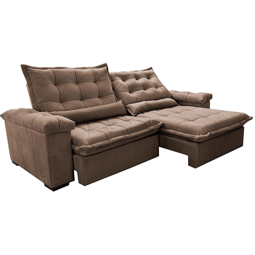 Sofá Retrátil e Reclinável 2,75m Cama inBox Big Fresh com SoftGel D40 Velupluma Castor