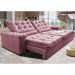 Sofá Retrátil e Reclinável 2,75m Cama inBox Big Fresh com SoftGel D40 Velupluma Rose