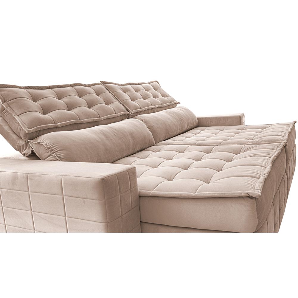 Sofá Retrátil e Reclinável 2,75m Cama inBox Big Puffer com SoftGel D40 Velupluma Bege