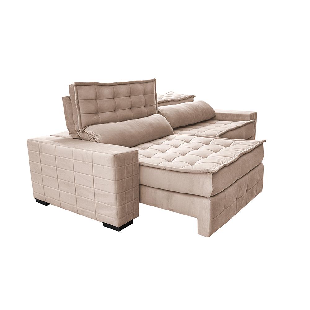 Sofá Retrátil e Reclinável 2,75m Cama inBox Big Puffer com SoftGel D40 Velupluma Bege