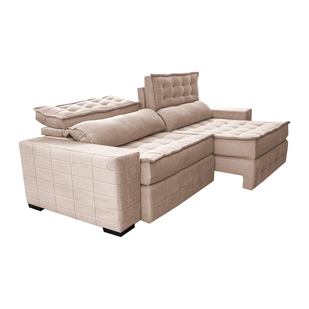 Sofá Retrátil e Reclinável 2,75m Cama inBox Big Puffer com SoftGel D40 Velupluma Bege