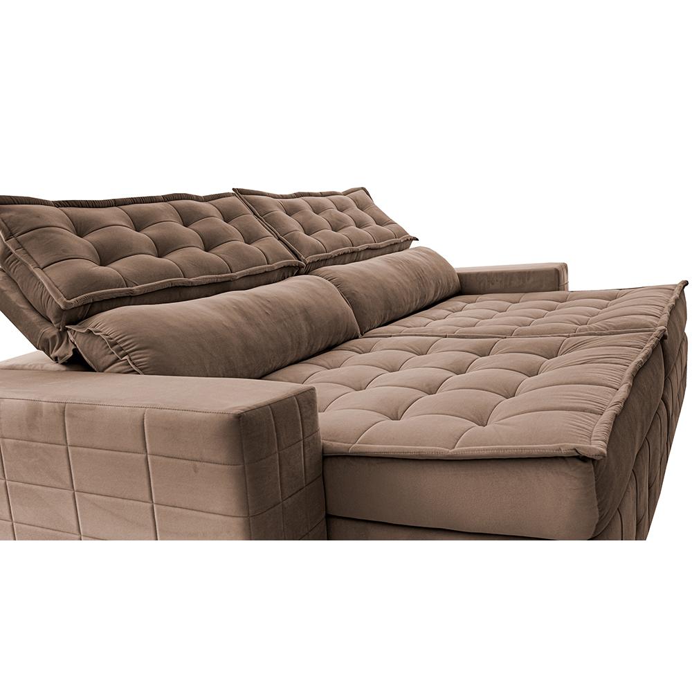 Sofá Retrátil e Reclinável 2,75m Cama inBox Big Puffer com SoftGel D40 Velupluma Castor