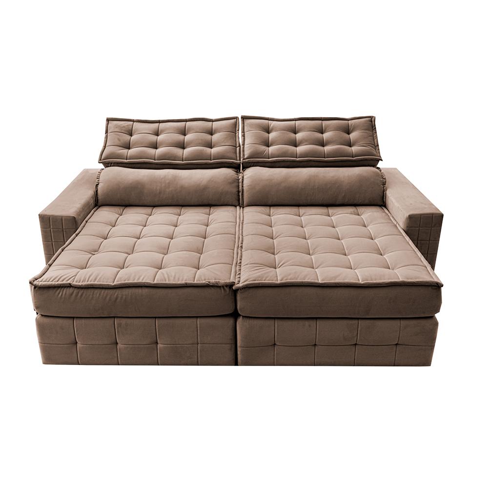 Sofá Retrátil e Reclinável 2,75m Cama inBox Big Puffer com SoftGel D40 Velupluma Castor