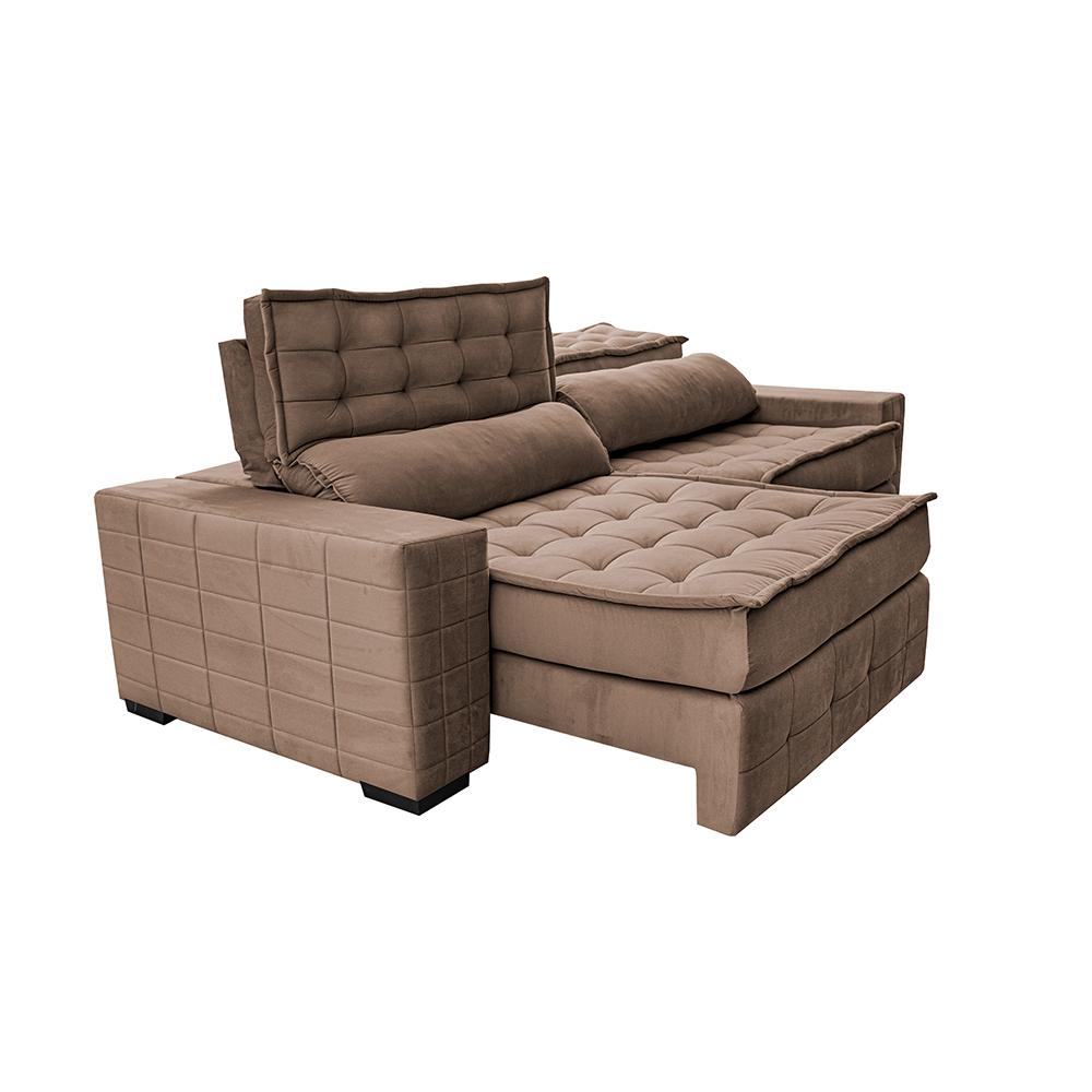 Sofá Retrátil e Reclinável 2,75m Cama inBox Big Puffer com SoftGel D40 Velupluma Castor