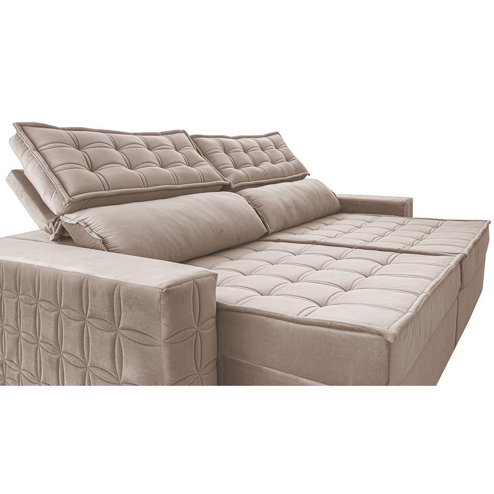 Sofá Retrátil e Reclinável 2,75m Cama inBox Big Star com SoftGel D40 Velupluma Bege