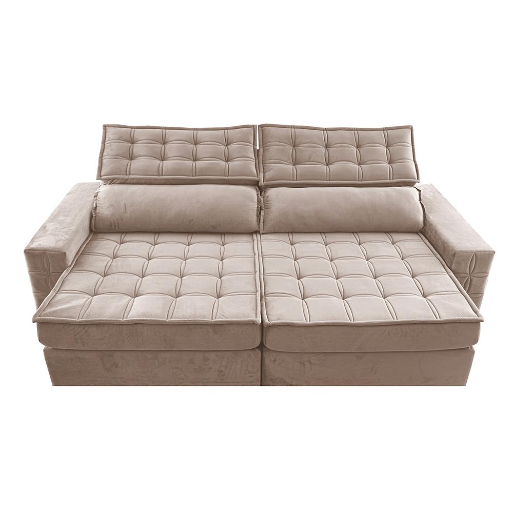 Sofá Retrátil e Reclinável 2,75m Cama inBox Big Star com SoftGel D40 Velupluma Bege