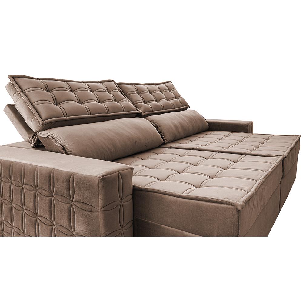 Sofá Retrátil e Reclinável 2,75m Cama inBox Big Star com SoftGel D40 Velupluma Castor