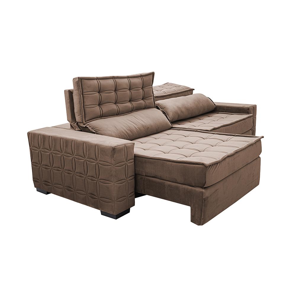 Sofá Retrátil e Reclinável 2,75m Cama inBox Big Star com SoftGel D40 Velupluma Castor