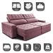 Sofá Retrátil e Reclinável 2,75m Cama inBox Big Star com SoftGel D40 Velupluma Rose