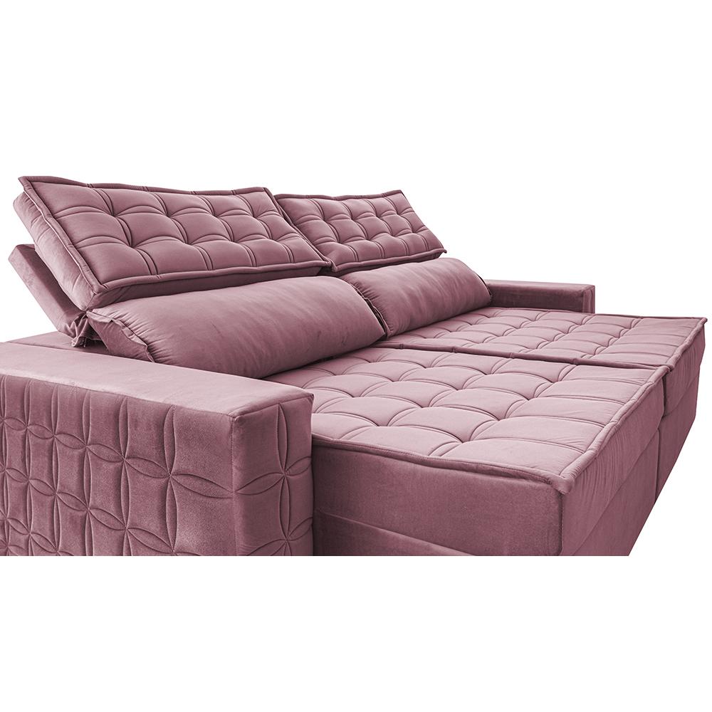 Sofá Retrátil e Reclinável 2,75m Cama inBox Big Star com SoftGel D40 Velupluma Rose